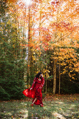 1920s House of Adair Densely Beaded Red Silk Cape