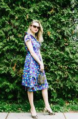 1970s Guy Laroche One Shoulder Bright & Pretty Print Dress