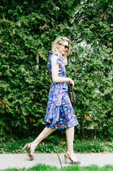 1970s Guy Laroche One Shoulder Bright & Pretty Print Dress