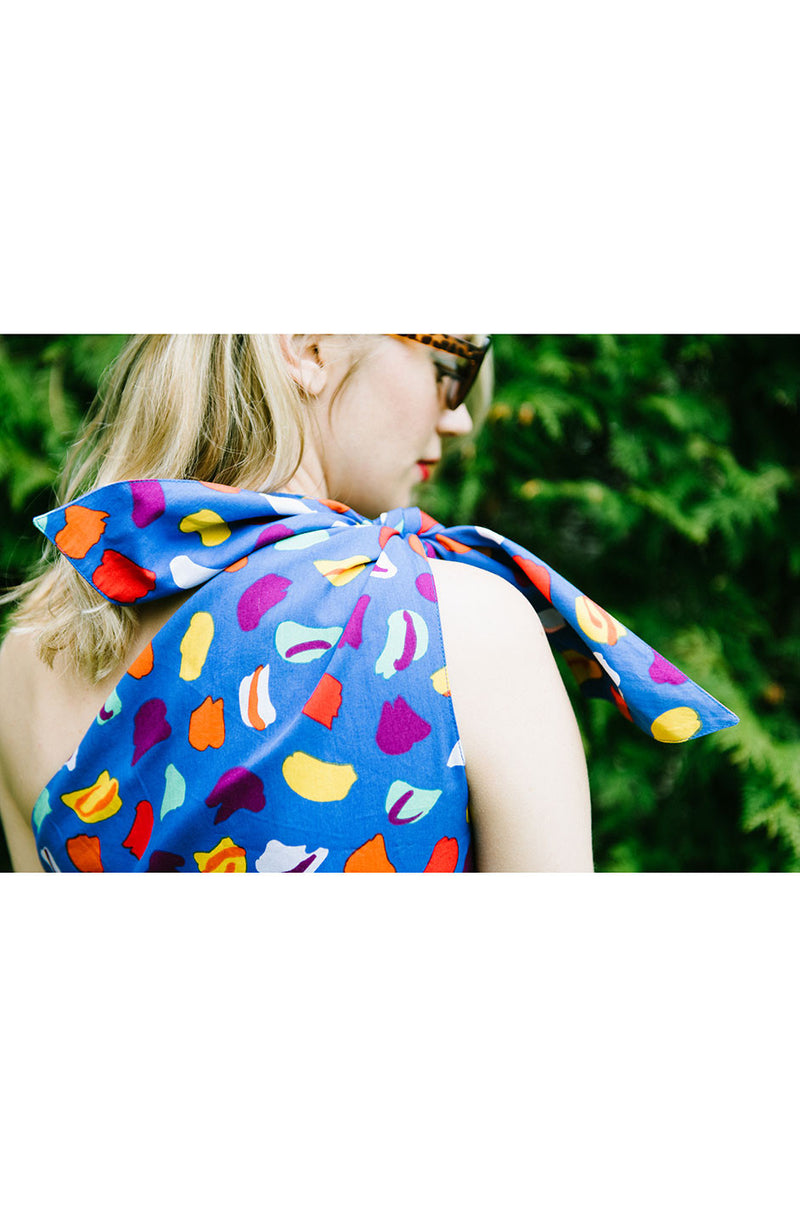 1970s Guy Laroche One Shoulder Bright & Pretty Print Dress