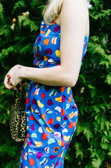 1970s Guy Laroche One Shoulder Bright & Pretty Print Dress