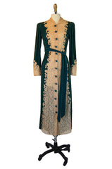 1930s Silk Velvet & Lace Morning Robe