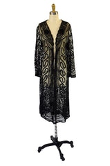 Edwardian Embroidered Black Net Coat