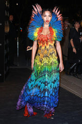 Spring 2008 Alexander McQueen Iconic Strapless Silk Chiffon Butterfly Rainbow Dress w Belt