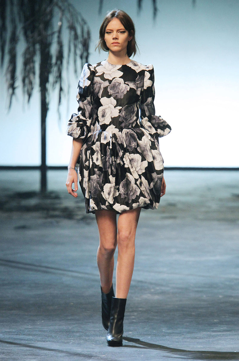 Iconic Fall 2011 Lanvin by Alber Elbaz Ad Campaign & Look 39 Runway Grey Floral Print Dress