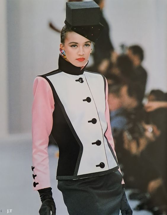 Fall 1988 Yves Saint Laurent Pink Color Block Jacket
