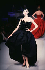 Extraordinary Fall 1996 Nina Ricci by Girard Pipard Haute Couture Feather & Beaded Silk Dress