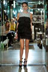 Gorgeous Fall 2010 Loris Azzaro by Vanessa Seward Runway Ostrich Feather & Huge Crystal Dress