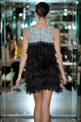 Gorgeous Fall 2010 Loris Azzaro by Vanessa Seward Runway Ostrich Feather & Huge Crystal Dress