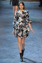 Iconic Fall 2011 Lanvin by Alber Elbaz Ad Campaign & Look 39 Runway Grey Floral Print Dress