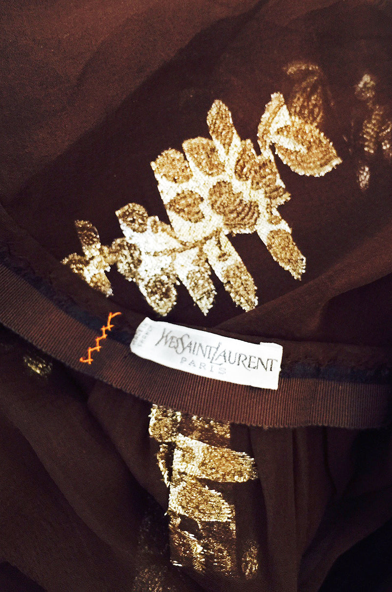 1970s Haute Couture Yves Saint Laurent Metallic Dress
