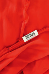 1970s Ruffled Silk Chiffon Bill Blass Bias Cut Dress