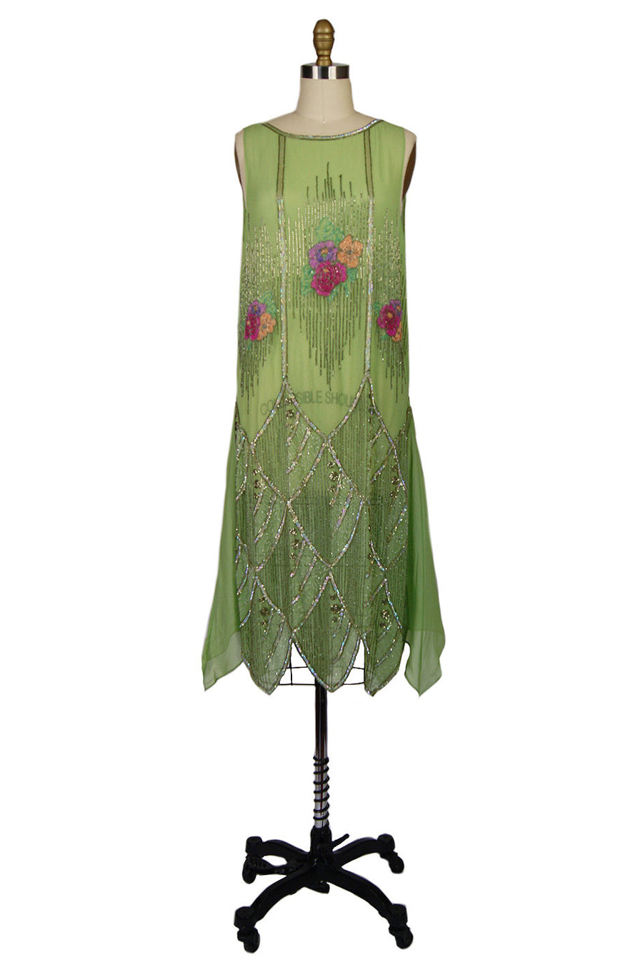 molly dresses 1920s Beaded Floral Green Flapper Dress – Shrimpton Couture