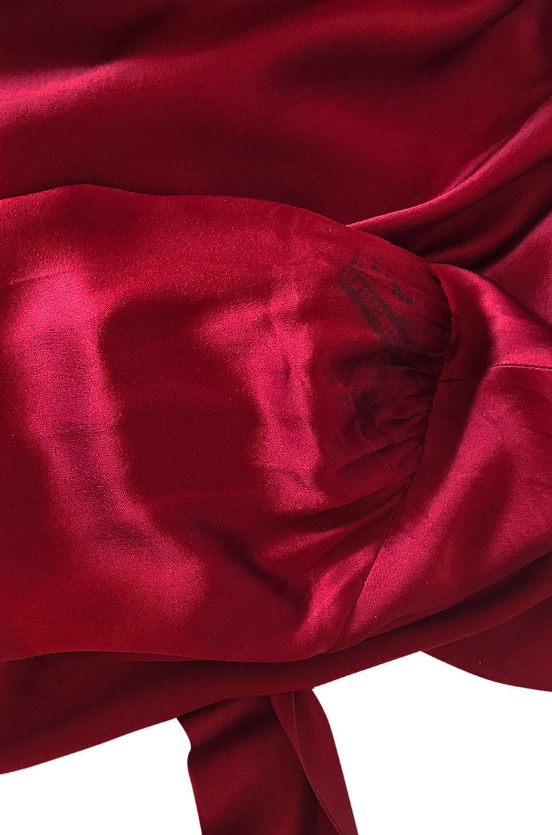 c1979 Yves Saint Laurent Haute Couture Garnet Silk Top