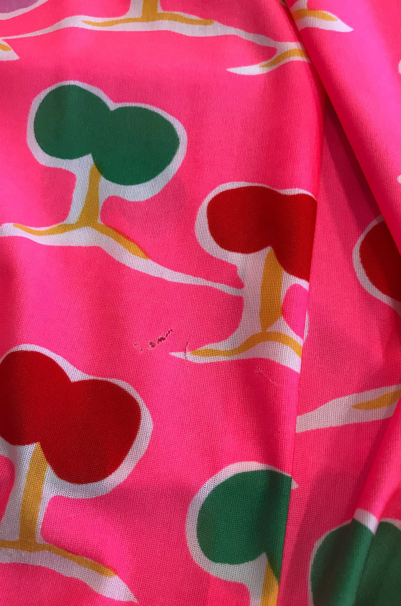 1973 Oscar de la Renta Brilliant Pink Backless Halter Dress w Front Keyhole