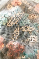 1960s French Pale Blue Hand Beaded & Sequin on Net Dress