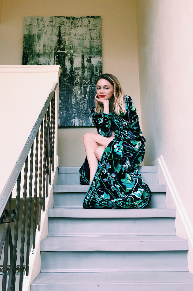 1960s Vivid Emilio Pucci Print Velvet Jacket & Maxi Skirt