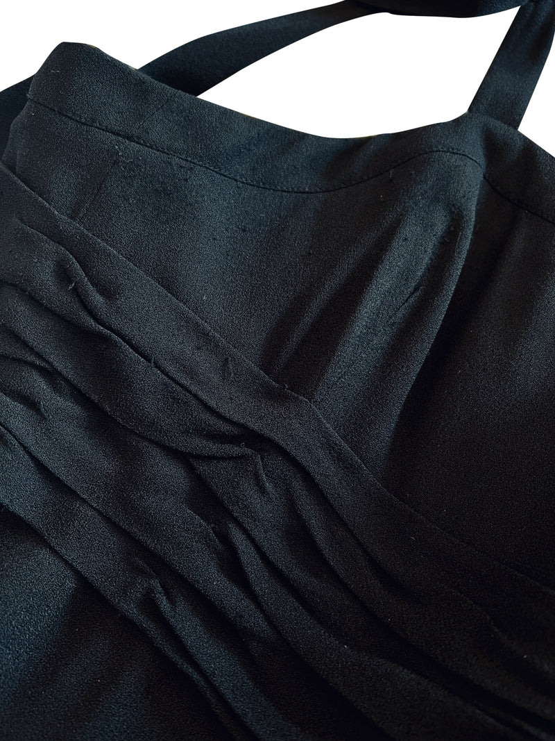 Avent Garde Fall 1991 Karl Lagerfeld Suspended Sleeve Dress w Flat Silver Sequin Detailing