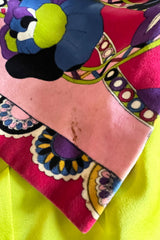 1970s Emilio Pucci Longer Cut Velvet Bright Floral and Medallian Print Jacket