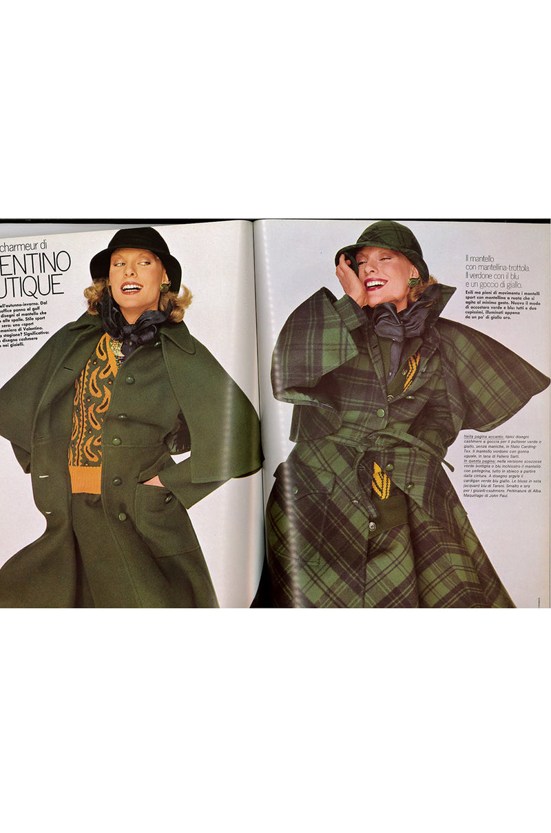 c.1974 Valentino Boutique Nubby Wool Oversized Check Cape