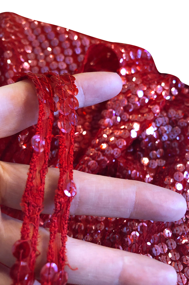 c. 1979 Unlabeled Halston Red Sequin Covered Tank Top