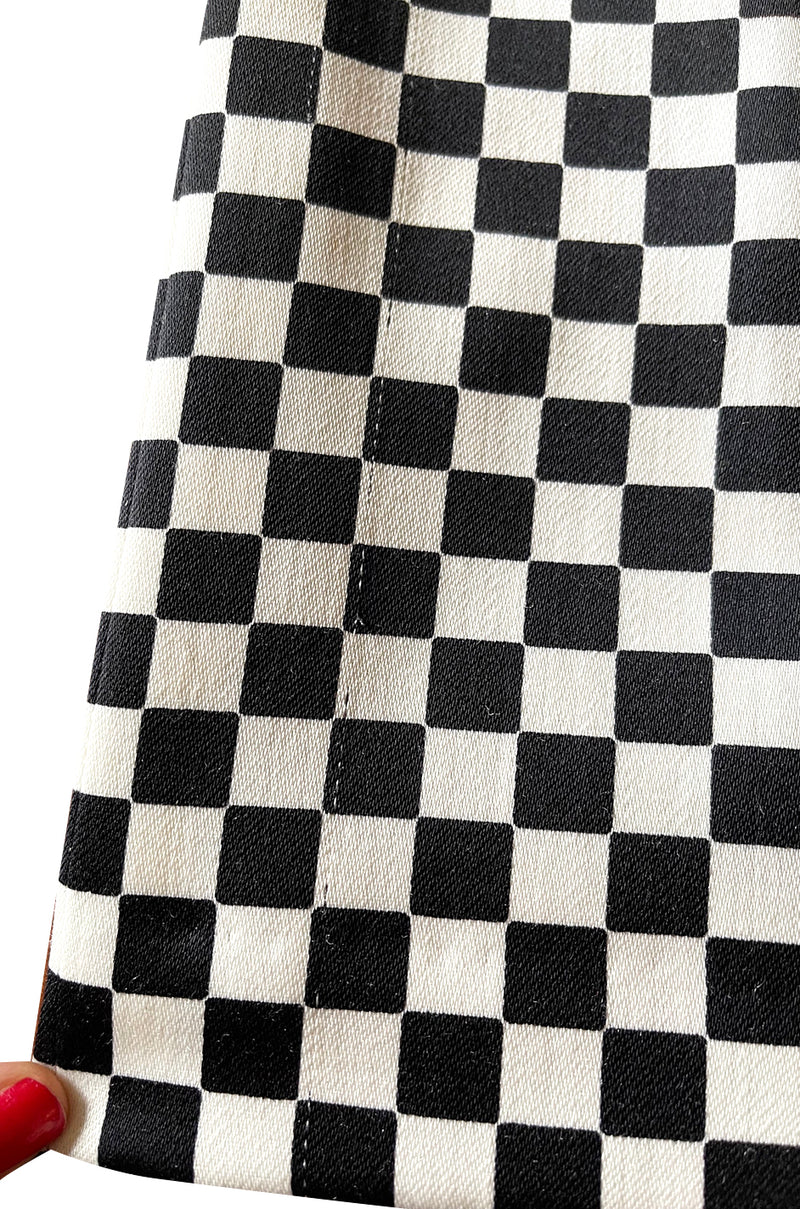 Rare Fall 1995 Gianni Versace Runway & Ad Campaign Black & White Check Shift Dress