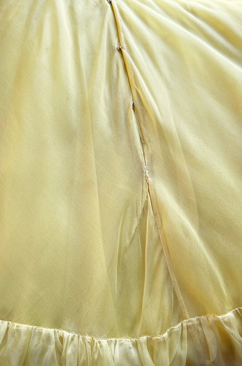 Spring 1977 Jean Louis Scherrer Haute Couture Strapless Floral Sequin Silk Dress w Matching Silk Cape