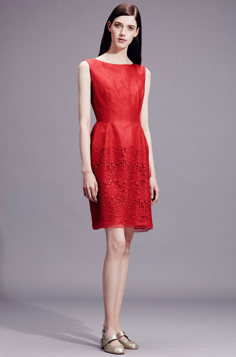 alberta ferretti red dress Long chiffon dress with V-neckline and cape