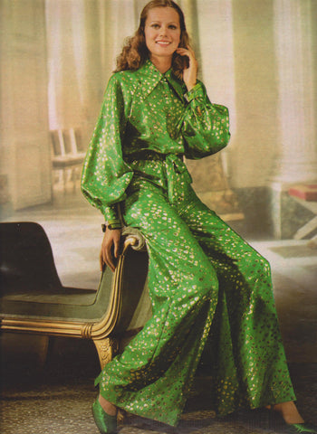 Chic Fall 1972 Christian Dior by Marc Bohan Haute Couture Black Silk Pant Set