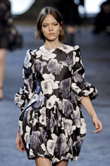 Iconic Fall 2011 Lanvin by Alber Elbaz Ad Campaign & Look 39 Runway Grey Floral Print Dress
