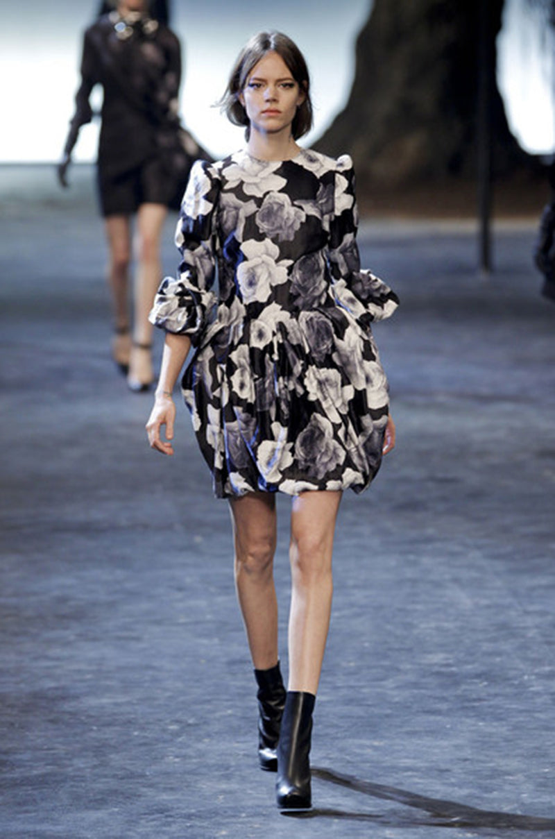 Iconic Fall 2011 Lanvin by Alber Elbaz Ad Campaign & Look 39 Runway Grey Floral Print Dress