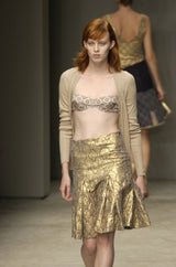Gorgeous Spring 2002 Prada Runway Skirt Look 47 Gold Silk Metallic Lame Skirt