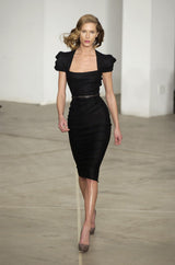 Iconic Fall 2005 Roland Mouret Heavily Documented Black Stretch Wool Mix Galaxy Dress