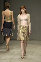 Gorgeous Spring 2002 Prada Runway Skirt Look 47 Gold Silk Metallic Lame Skirt