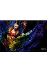 Spring 2008 Alexander McQueen Iconic Strapless Silk Chiffon Butterfly Rainbow Dress w Belt