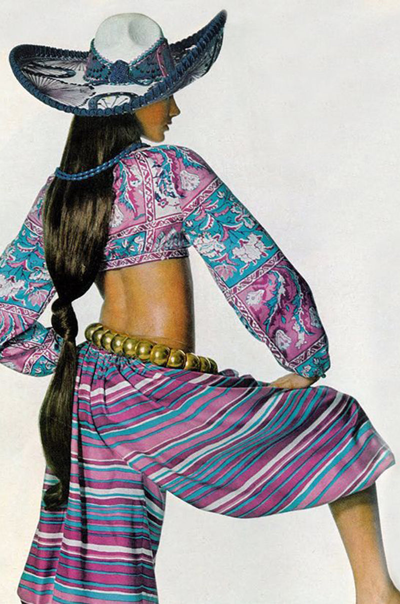 Spring 1970 Donald Brooks Documented Cropped Top & Pants Silk Set