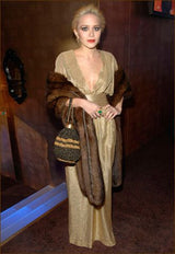 Documented 1980 Bill Tice Plunging Front Black Jersey Dress w Top Stitched Gold Belt
