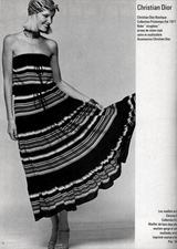 Prettiest Spring 1977 Christian Dior by Marc Bohan Black Cotton Jersey Striped Dress