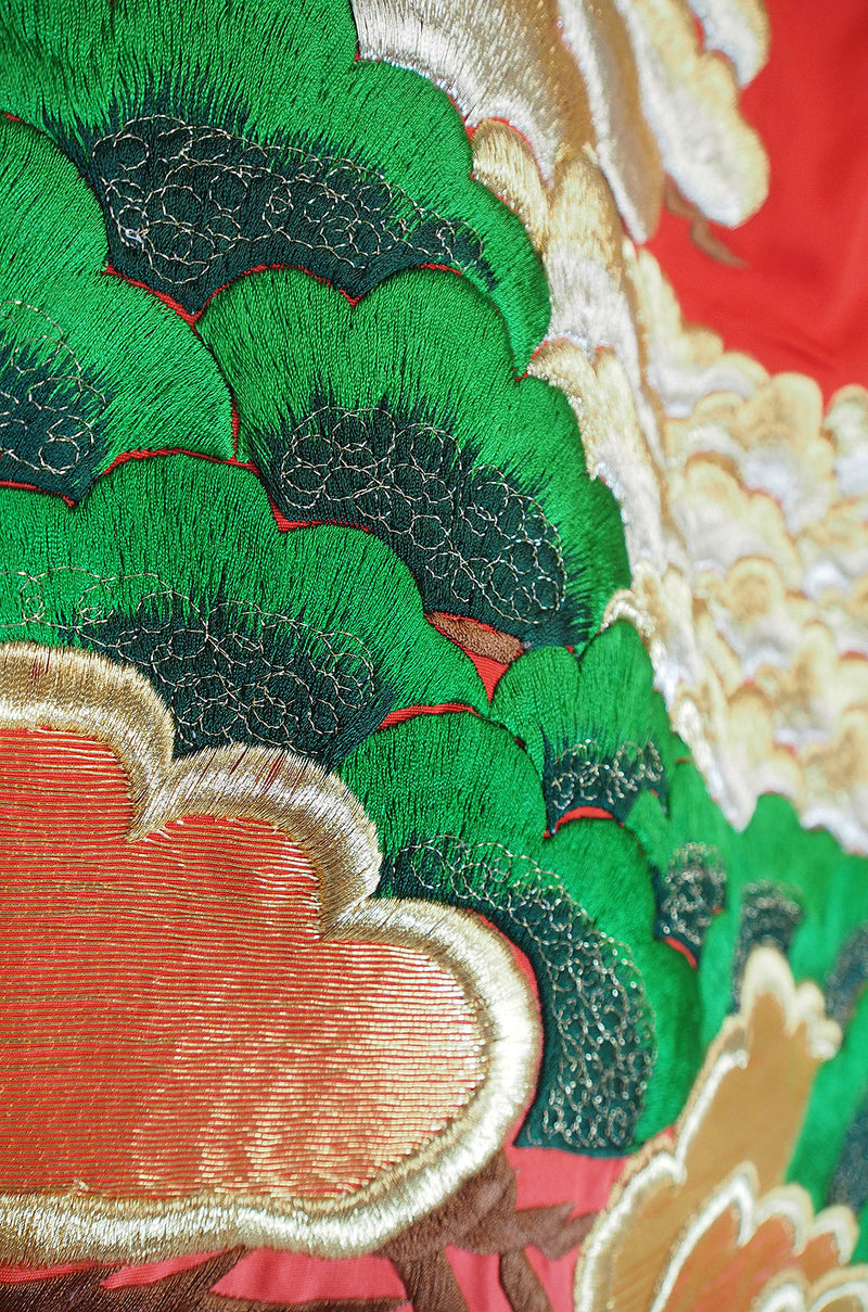 1950s Embroidered Crane Uchikake Wedding Kimono