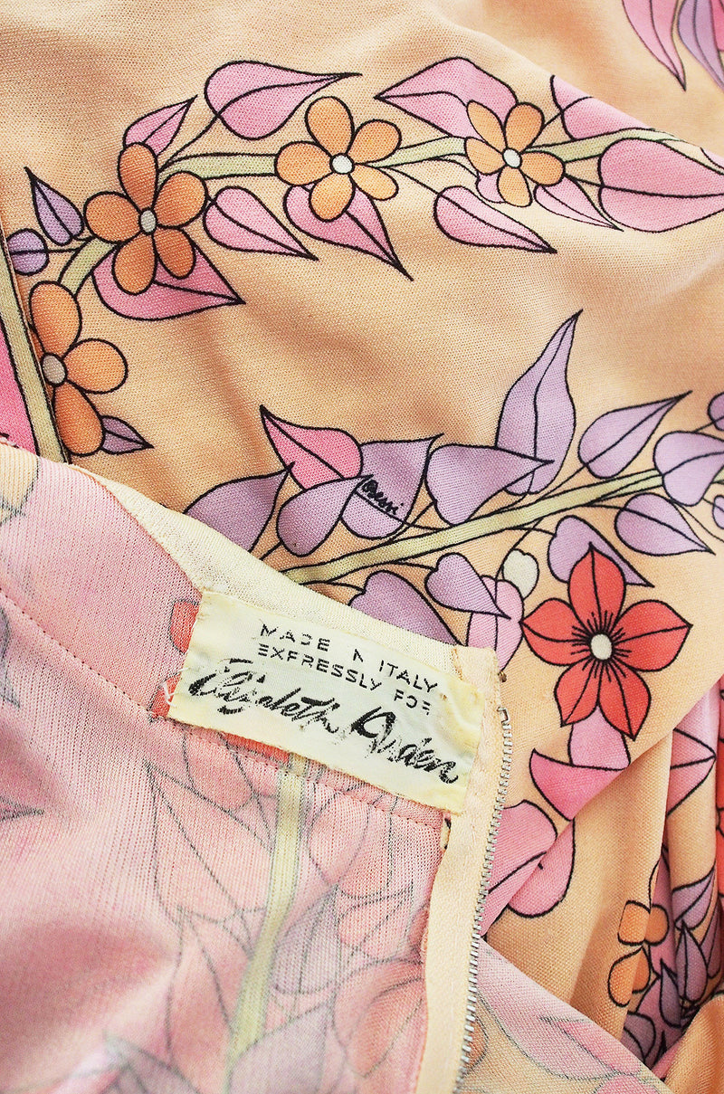 1960s Pink Silk Jersey Bessi Caftan Maxi Dress