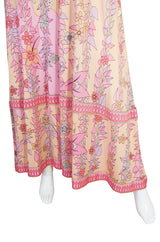1960s Pink Silk Jersey Bessi Caftan Maxi Dress