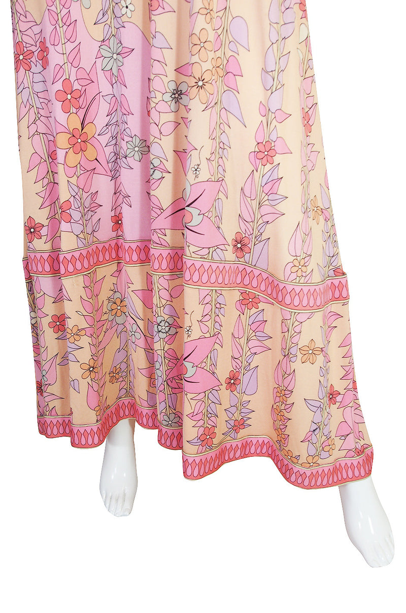 1960s Pink Silk Jersey Bessi Caftan Maxi Dress