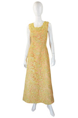 1960s Peach and Yellow Lace Gown