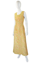 1960s Peach and Yellow Lace Gown