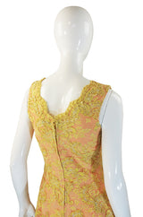 1960s Peach and Yellow Lace Gown