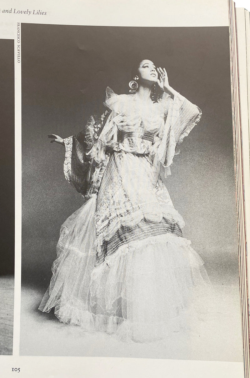 Important 1972 Zandra Rhodes Hand Painted 'Butterfly' Kimono Sleeve Dress w Lily Print & Original Petticoat