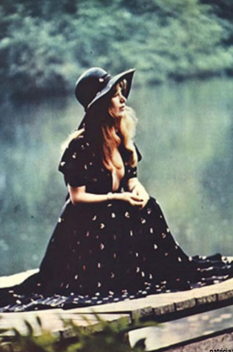 Iconic c.1969 Ossie Clark 'Bridget' Black Crepe Plunge Front Wrap Dress