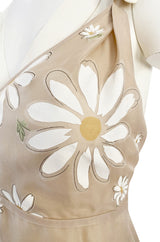 Resort 2011 Valentino Runway Painted Low Back Daisy Dress w Ruffles & Flower Detailed Straps