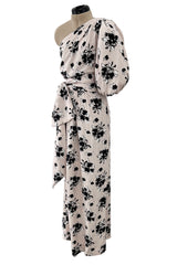 Yves Saint Laurent Spring 1987 One Shoulder Pale Pink Dress
