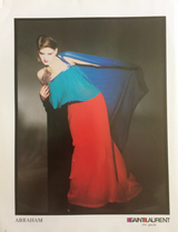 Spectacular Spring 1979 Yves Saint Laurent Silk Chiffon Pleat Dress In Green Blue & Red